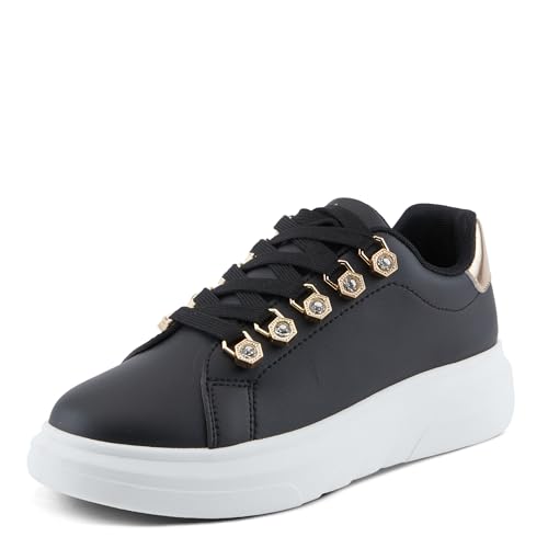 PATRIZIA Women's Leontine Sneakers with D-Ring Metallic Eyelets, Crystal Embellishments, and Comfortable Fit