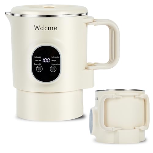 0.8L Portable Travel Electric Kettle, 27 Ounce Foldable Small Electric Kettle 304 Stainless Steel, Collapsible Mini Hot Water Boiler Heater with Temperature Control (White)