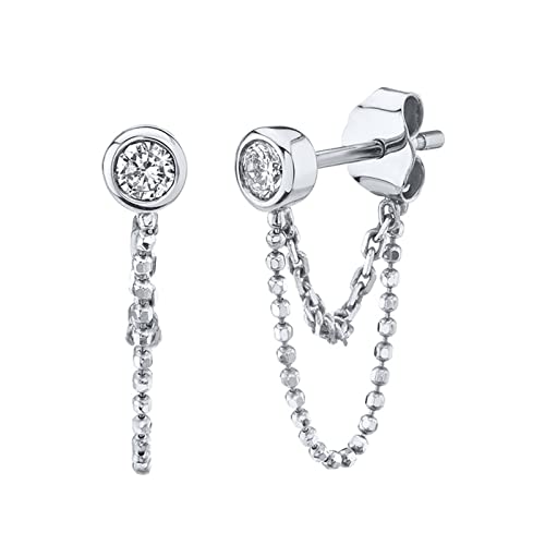 Boucles d'oreilles créoles en Argent 925 avec chaine pendante éclatante
