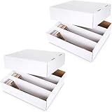 ZMZZZX ストレージボックス トレーディングカードケース 収納 (2個セット約8000枚 カード収納可能) (両面白 2個入り, 4 コマ)