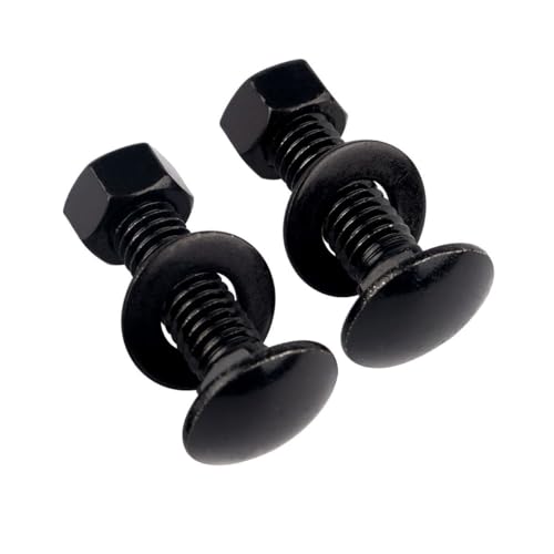 Image of 10 Sets 1 /4-20 x 1-1 /4 inch Carriage Bolts Screws Round Head Square Neck and Hex Nuts, Flat Washers 304 Stainless Steel 18-8 Full Thread, Black
