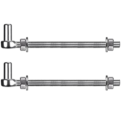 Insaga 304 Stainless Steel J-Bolts Gate Hinge, 10'' Durable J-Bolt Post Hinge, 5/8" Male Pin J-Bolt Hinge For Farm Gate, Gate Hinge Bolts For Metal Gates Through Post (Nuts Included, 2Pcs) #TOP1