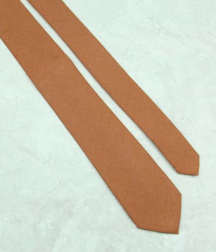 Image of Mens Solid Linen Ties - Slim Pattern Necktie for Men Wedding Groomsmen