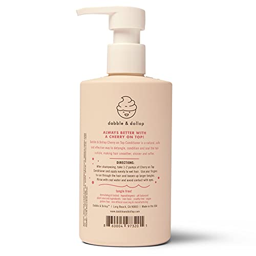 Dabble & Dollop Cherry On Top Conditioner - Natural Shine & Detangler For Kids, 100% Usa-Made, Paraben & Sulfate Free, Vegan, Gluten-Free, Tear-Free (10Oz) #TOP1