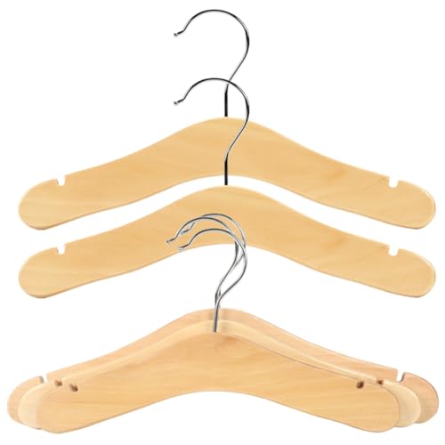 WEKAMOS Set 5 Grucce in Legno per Vestiti Neonati e Piccole Grucce in Legno con Gancio Lisci in Acciaio Antiscivolo per Abbigliamento Adatte per Cappotti Gonne e Pantaloni