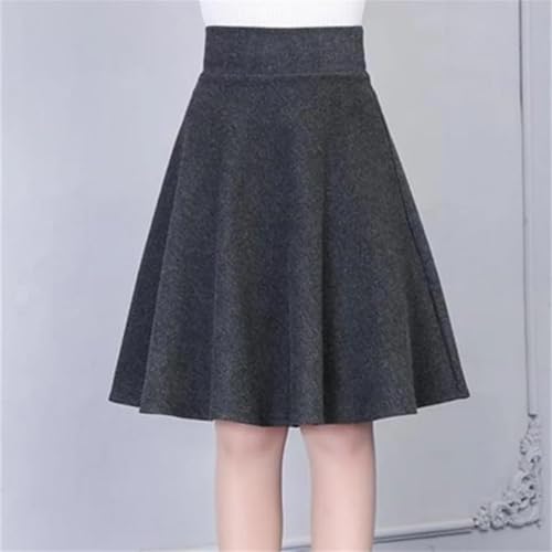 Women High-Waisted Skirt Winter A-Line Mid-Length with Elastic Waist and Slim Thickened Skirt3