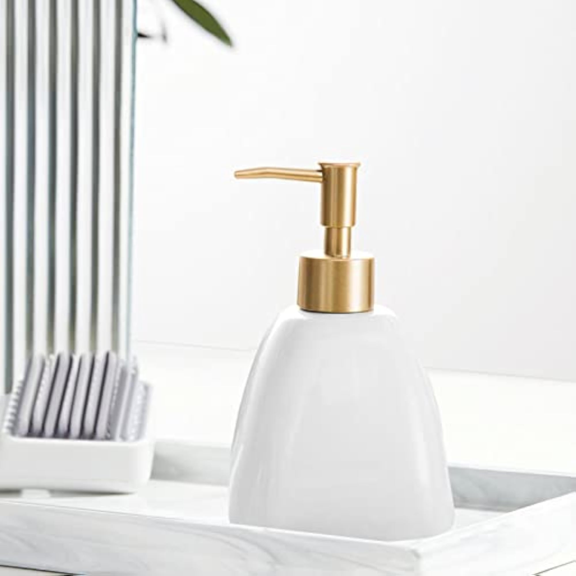 Refillable Pump Bottle for Liquid Soap Dispenser, White