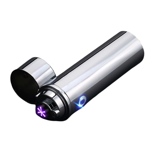Briquets électriques fumant Charge Briquet, Six Arc en métal Arc sans Flamme Pipe, Cigare, Coupe-Vent, Camping en Plein air, Charge USB (argenté)