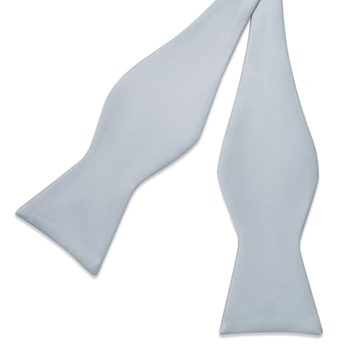Image of DiBanGu Satin Bow tie Self-Tied Bowtie Set for Men Wedding Prom | Solid Color,Skin-Friendly,Versatile Accessory,Lapel Pin,Pocket Square,Cufflinks,School Dance,Banquet,Dinner,Celebration
