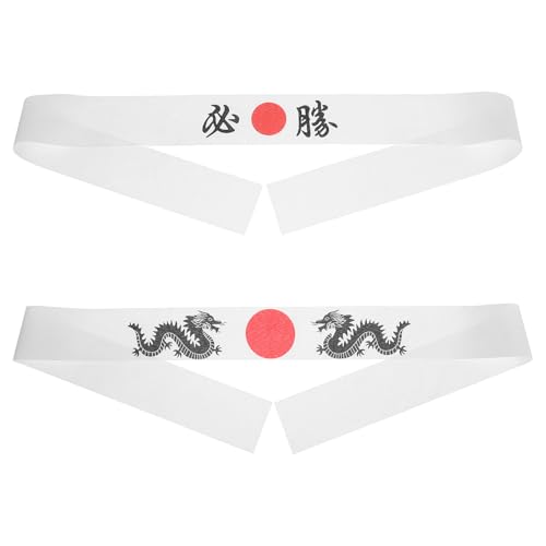ibasenice 2 piezas Diadema Japonesa Tradicional Ninja para Chef Banda de Cabeza Hachimaki para Cocina Karate y Disfraces Accesorios para Fiestas Ninja y Sushi