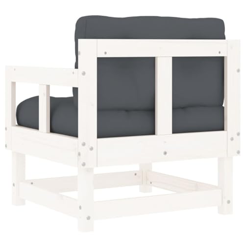 Homgoday Sillones de jardín con Cojines 2 uds Madera Maciza Pino Blanco, Sillas de Jardín Sillón Terraza Balcón Patio Butaca Asiento Muebles Mobiliario Hogar Comedor Duradera Robusta Tipo 3 - imagen 6