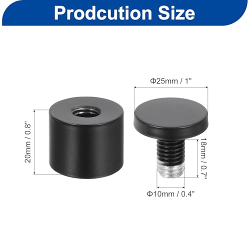 Image of uxcell 12 Pcs Standoff Screws, 1 inch x 1 inch Stainless Steel Advertising Screws Wall Standoff Mounts Hardware for Acrylic Picture Frame Glass Signs Hanging, Black