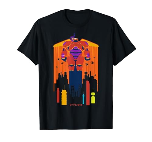T-shirt Disney Big Hero 6 femme grand imprimé Baymax Hiro t-shirt large asphalte