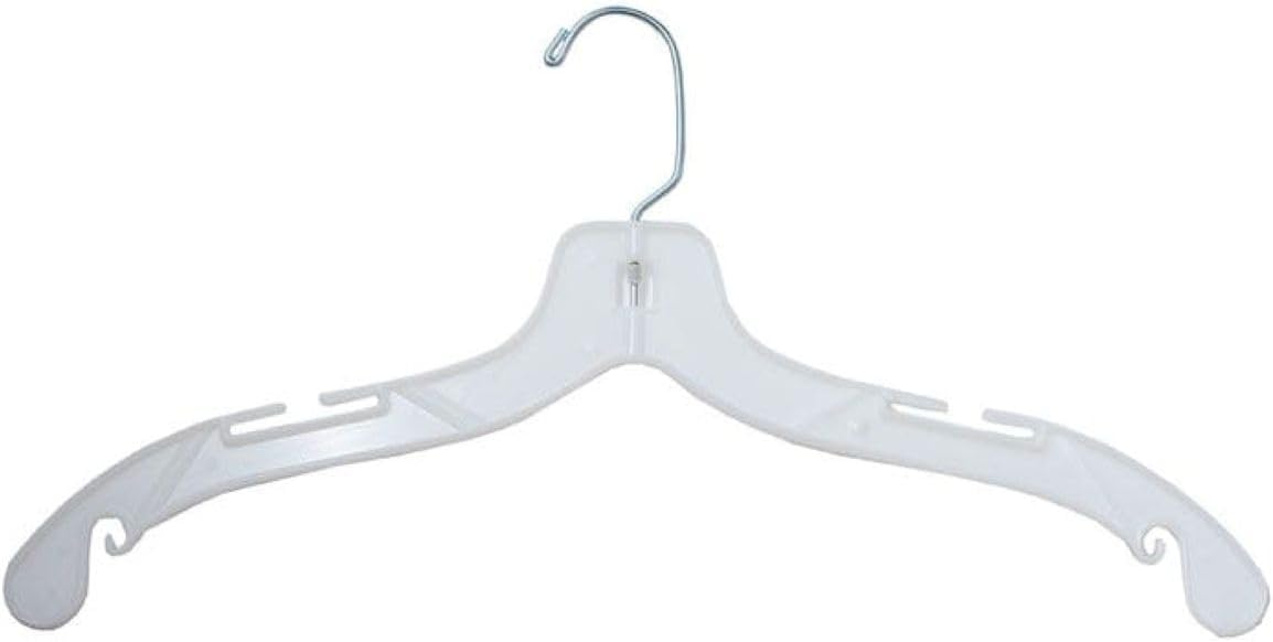 NAHANCO 17" Medium Weight Plastic Shirt Hanger, Clear (Pack of 100), Made in USA