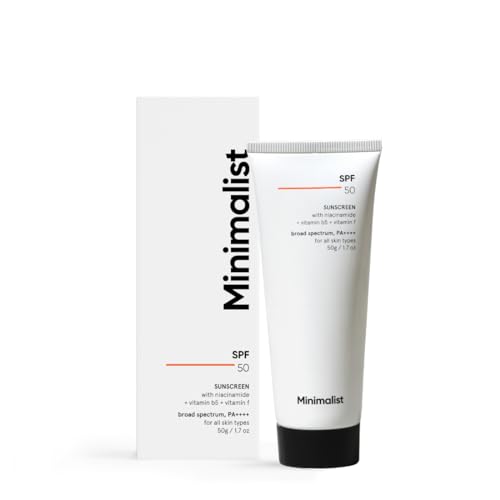 Minimalist Cream Sunscreen SPF 50 Lightweight With Multi-Vitamins, No White Cast, Broad Spectrum PA ++++ Acne Safe For Unisex, 50g (Image - 1)