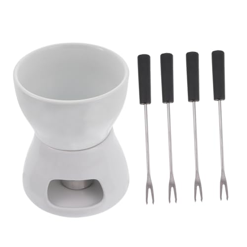FELTECHELECTR 1set Chocolate Melting Pot Ceramic Cheese Fondue Bowl for Home Hot Pot for Melting Chocolate Butter Cheese and Candy for Parties Afternoon Tea