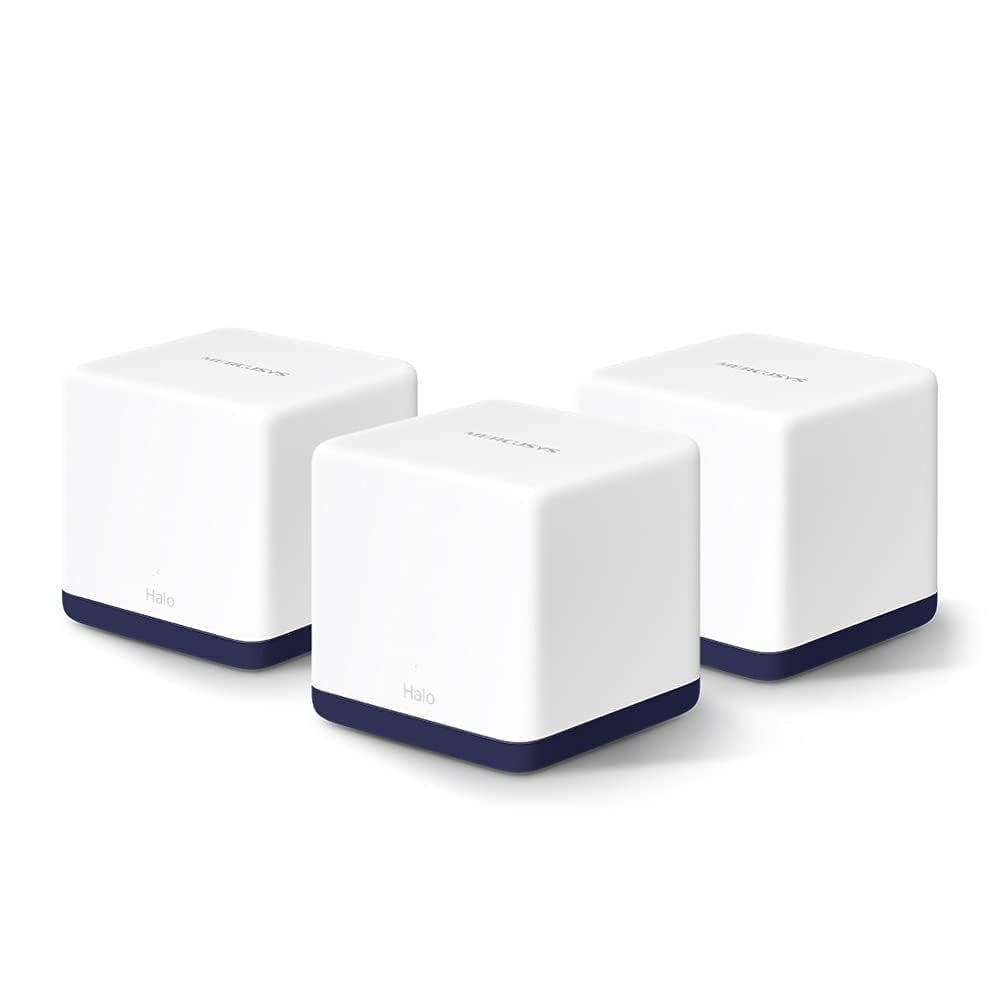 MERCUSYS Halo H1900G(3-Pack) TP-Link WiFi Mesh Routeur WiFi Bi-Bande AC1900Mbps, Couverture Jusqu'à 550 m², 3 Ports Gigabit, Repeteur WiFi, Contrôles Parentaux Puissants, Remplissez la Maison de WiFi
