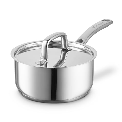 Sur La Table 20cm Saucepan, Riveted Steel Handle and Lid, Induction Compatible, Stainless Steel, SLT900223