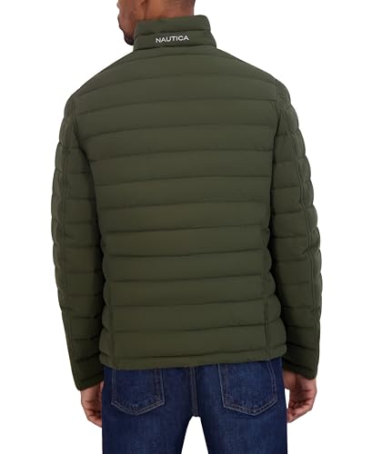 Image of Nautica Men's Reversible Quilted Puffer Jacket -Midweight Mechanical Stretch Winter Coat