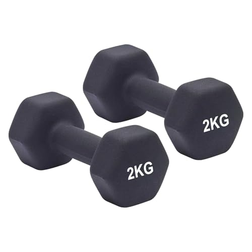 Image of AmazonBasics Neoprene Dumbbell 2 Kg, Set of 2 (Black)