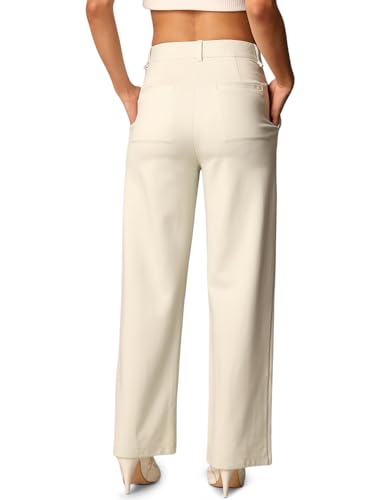 Image of ONLY Women's Relaxed 'Desk-to-Dinner' Straight Fit High Rise Stretch Everyday Trousers | Formal Pants for Women