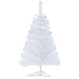 CIPOWM 3FT Artificial Christmas Tree White Mini Tabletop Christmas Pine Tree with Plastic Stand Small Xmas Tree for Indoor Outdoor Holiday Home Decoration