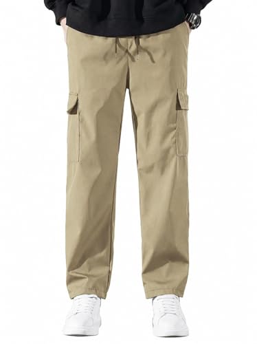 Image of Cargo Pants for Men | Cotton Cargo Trousers|Cargo for Men |Cotton Cargo Pant |Drawstring Waist Pant Multi Pocket Utility Wear