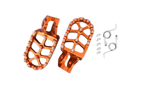avdb-moto Reposapies Cross/Enduro Compatible con KTM SX 150 2016-2022, SX 85 2018-2024, SXF 250 SX-F 2016-2022, SX 125 2016-2022, FS 450 2016-22, MC 125 2021-23 en Alu Izquierdo + Derecho (Naranja)