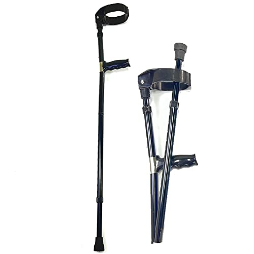 Muletas de codo plegables, muletas telescópicas para antebrazo, altura ajustable, puño ergonómico, aluminio ligero, incluye 1 muleta