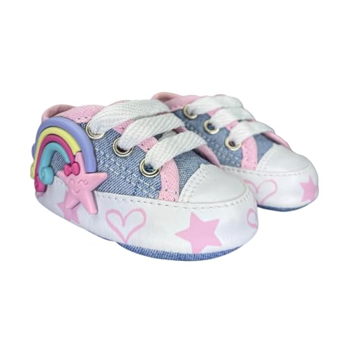 Tênis de bebê menina Starzinho Arco-Íris e Estrelinha (Jeans) - sapatinho chuva de amor (BR, Bebê, Numérico, PP, 15)