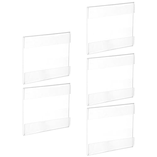 TOMETURE Soportes de Exhibición Acrílico Transparente 5 Piezas para Etiquetas y Precios, Portaetiquetas Rígido para Supermercado, Oficina y Tienda, Expositor de Escritorio Resistente