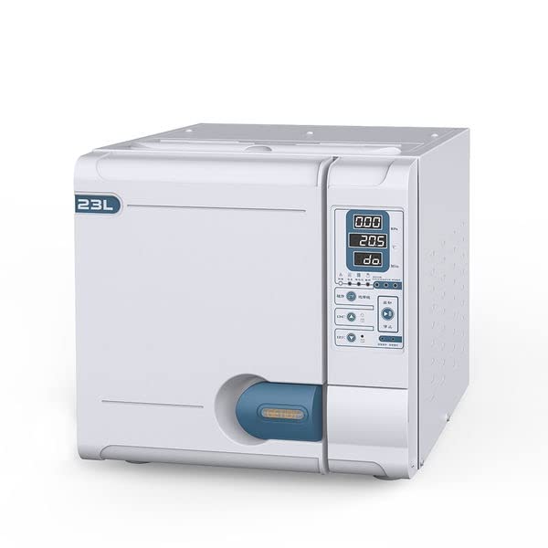 GETIDY 23L Automatic Control Portable Electric Heating Lab Autoclave Steam Sterilizer with Printer,Dry Fucntion,USB Connection,Delay-Start, Sleep-Mode and Pipeline Cleaning,1800W, 3 Trays