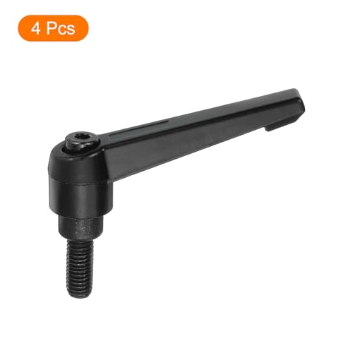 Image of uxcell 4Pcs M8 x 16mm Adjustable Knobs Handle Male Thread Push Button Ratchet Quick Release Locking Rotating Bolt for Lathe Machinery, Black