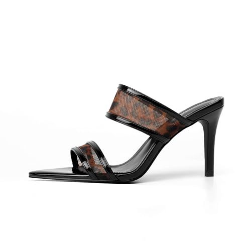 Image of vivianly Clear Pointed Toe Heels Sandals Transparent Strap Stiletto High Heels Slip on Mules for Women