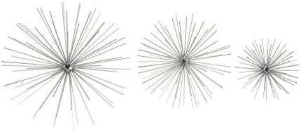 CosmoLiving by Cosmopolitan Metal Starburst 3D Wall Decor, Set of 3 6", 9", 11"W, Silver