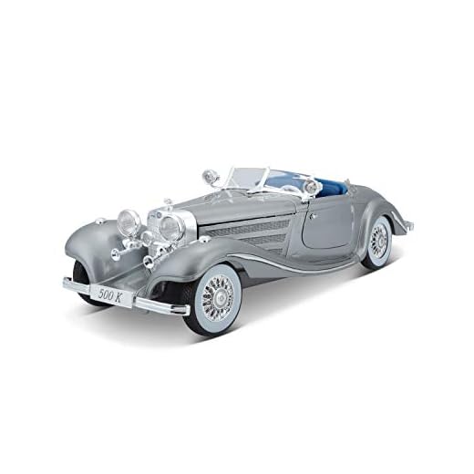 Maisto 36862 Mercedes-Benz 500K modellbil i skala 1:18, röd/blå/grå