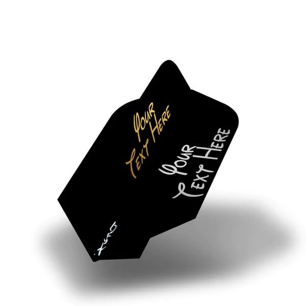 DESIGNA DARTS Personalised 100 Micron Flights | Custom Hot Foil Print Dart Flights | 10 Sets of 3 Flights, Slim, Black (PF9008BK-PERS10)