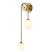 NDDSWM Golden Wall lamp Double Ball, mid-Century Modern Glass Wall sconces,with G9 Tricolor Bulb for Living Room Bedroom Bedside Stairs Restaurant Bathroom Corridor Aisle Lighting