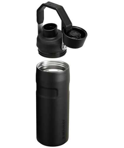 Image of Stanley IceFlow Fast Flow Water Bottle 16 oz | Angled Spout Lid | Lightweight and Leakproof for Travel and Sports | Insulated Stainless Steel | BPA-Free | Black 2.0