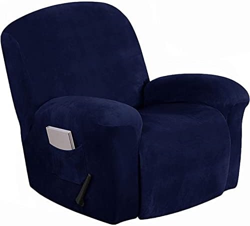 4-Pieces Armchair Recliner Cover Stretch Recliner Sofa Slipcover 1 Seater Recliner Chair Slipcovers with Pockets Soft Washable Recliner Chair Protector
