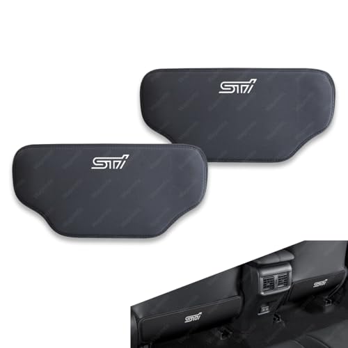 スバル STI 車用シートキックマット スバル WRX STI PUレザー製 キックガード後部座席シートバックプロテクター内装 汚れ防止 蹴り防止 撥水処理引っかき傷対策 取付簡単 運転席/助手席対応 シートカバー (2枚セット,ブラック)