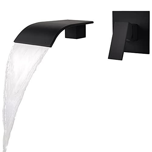 KAPHOME Matte Black Waterfall Faucet Wall Mount,Brass Bathroom Waterfall Tub Faucet,Wall Mounted Bathtub Filler Tap,KHBPB01U by kaphome - Used condition - US$55.98