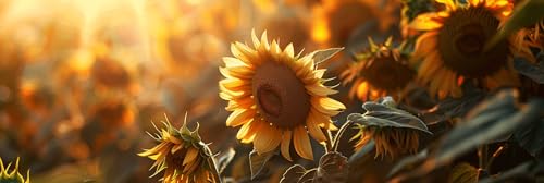 Peinture diamant adulte grand format 50x150cm au motif de coucher de soleil et tournesols