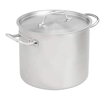 Amazon Basics 12-Quart Stainless Steel Aluminum-Clad Stock Pot with Cover