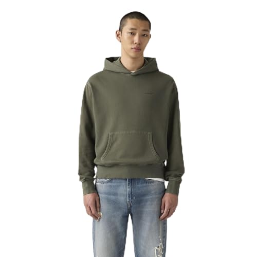 Levi's Hombre Sudadera con Logotipo, Relaxed Fit, Verde (Garment Dye Kambaba), M