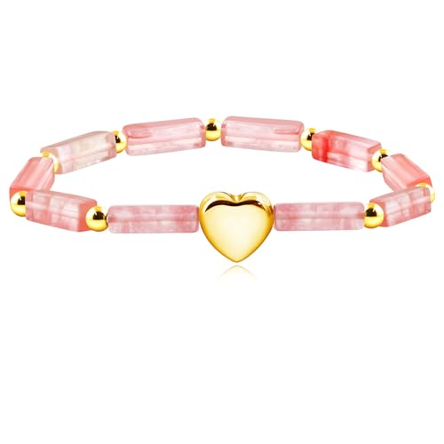 Image of Cuboid Love Elastic Bracelet, Crystal Energy Stone Anxiety Relief Yoga Jewelry for Women Male (Heart-shaped Charm Can Be Customized Name)
