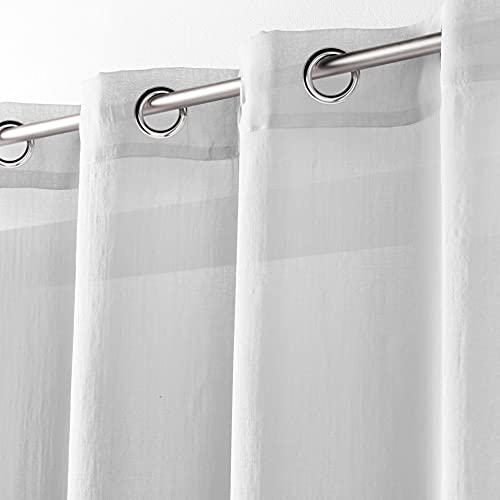 Douceur d 'Intérieur Telma Eyelet, polyester, gray, 140 x 280 cm, Grey, W 55.1" x L 110.2" (1 Panels) - Image 4