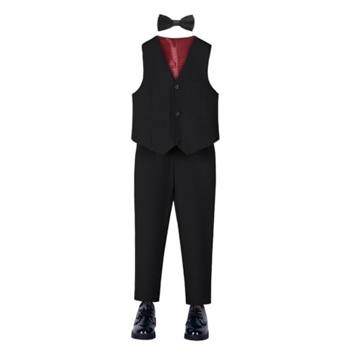 Image of YuanLu Boys Suit Homecoming Dresses for Kids Ring Bearer Outfit Suits Tuxedo Formal Vest and Pants Suit Set