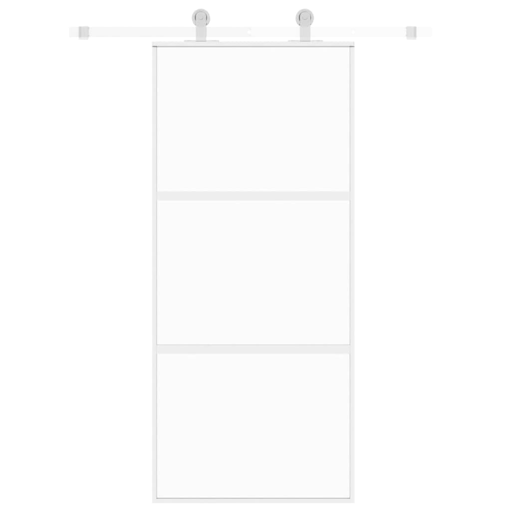 Drzwi przesuwne białe 90 x 205 cm, szkło hartowane i aluminium, materiały budowlane, drzwi, drzwi domowe