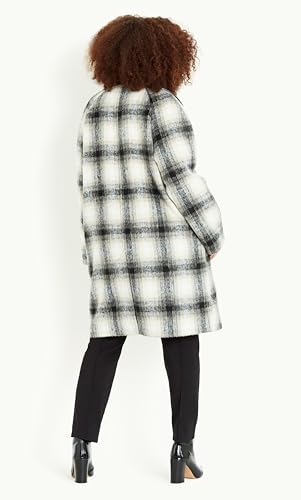 EVANS Women's Plus Size Crombie Check Coat4